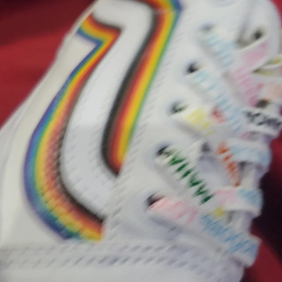 Vans White Pride Sneakers with Rainbow Stripes And Pastel Rainbow Stripes - Picture 7 of 14